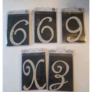 New Monogram Cake Jewelry Toppers Rhinestone Design Numbers & Letters-Lot Of 5